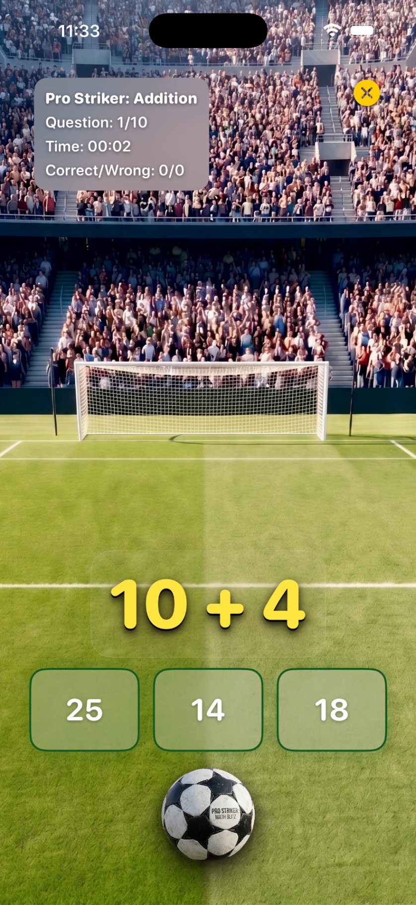 Pro Striker soccer math mode