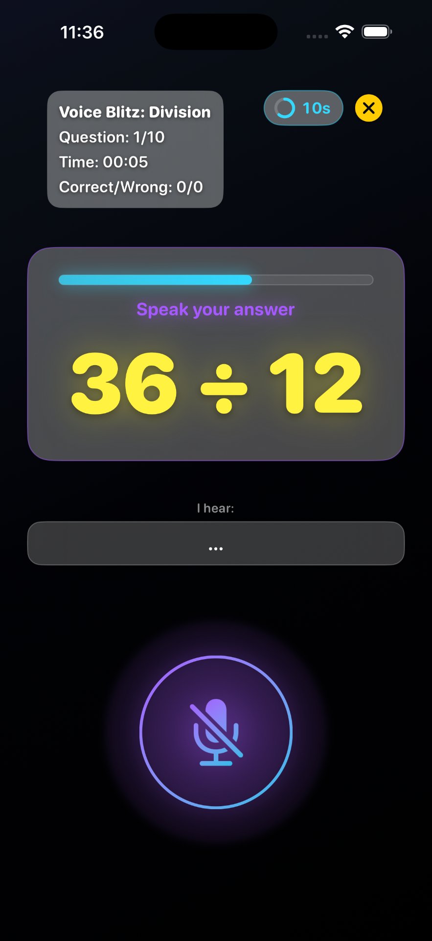 Voice Blitz speak-answer mode